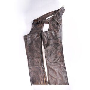 Milwaukee Leather Chaps Motorcycle Leggings Adjustable Belt Pants 3XL Brown Tan